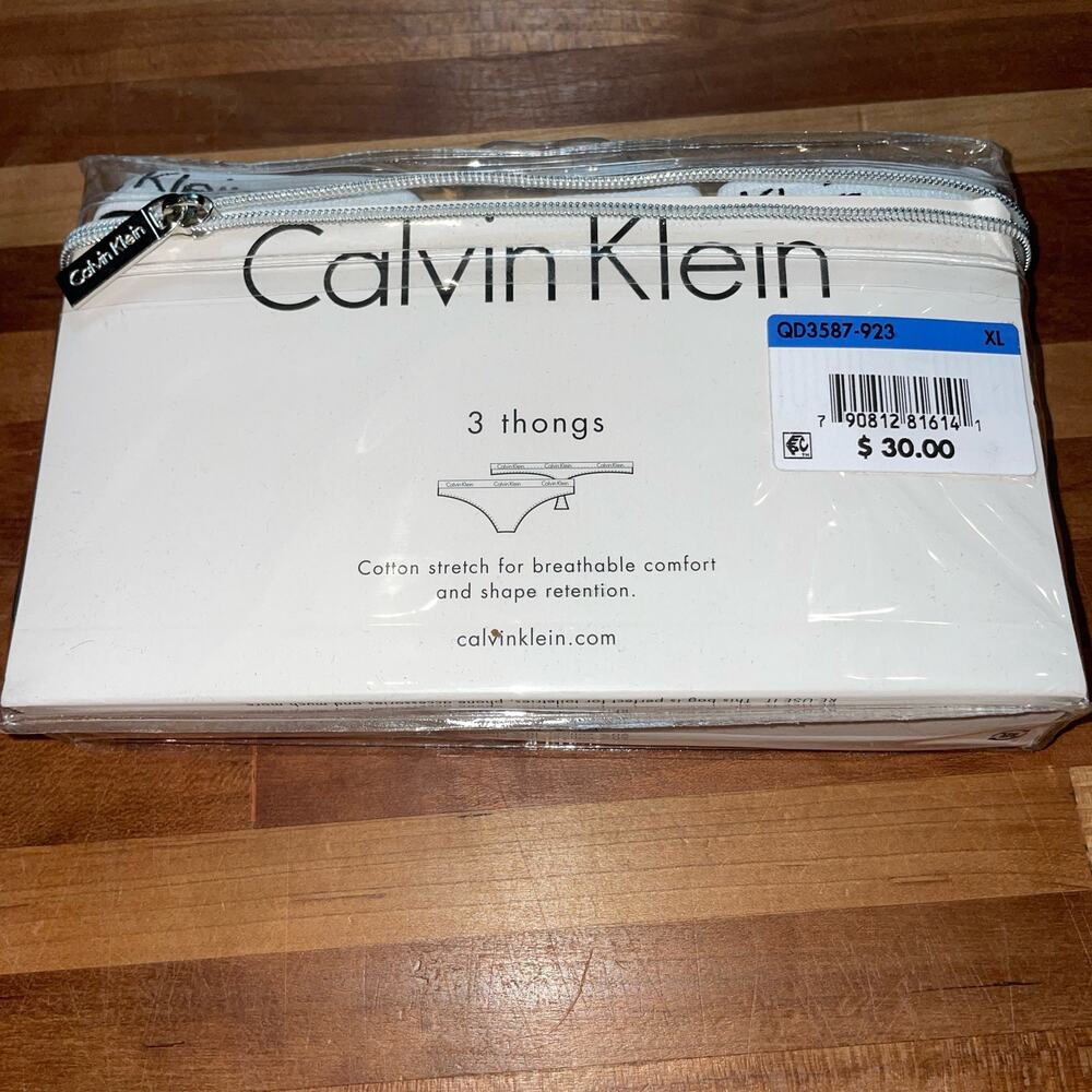CALVIN KLEIN Carousel Cotton 3-Pack Thong Underwear QD3587 red/blue/black XL - Picture 2 of 8